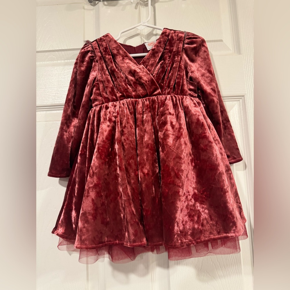Wonder Nation Velvet Kids Dress in Deep Red